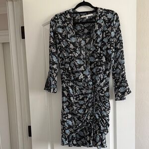 Veronica Beard Black and Blue Floral Mini Dress